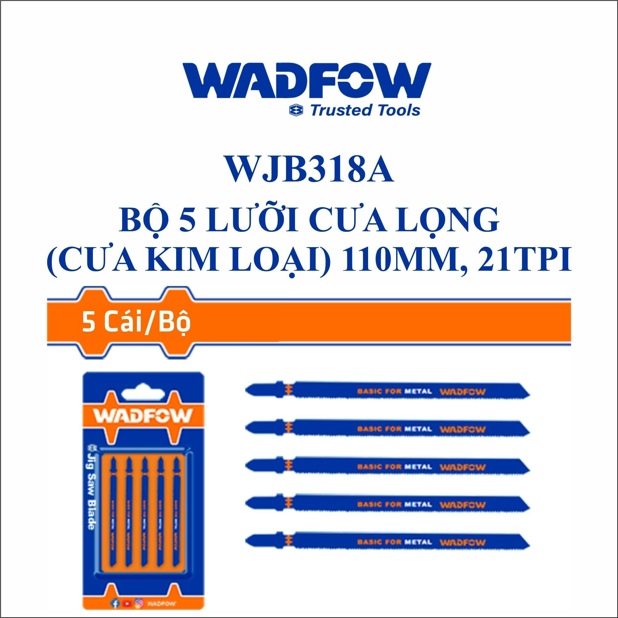 Hình ảnh 7 của mặt hàng Bộ 5 lưỡi cưa lọng (cưa kim loại) 50mm, 12TPI Wadfow WJB118B