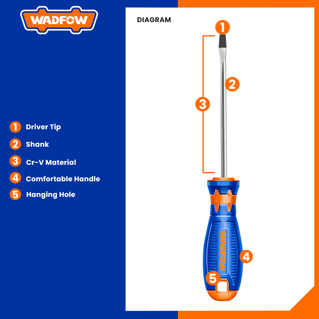 Hình ảnh 3 của mặt hàng Tua vít dẹp SL5.5x100mm wadfow WSD1254