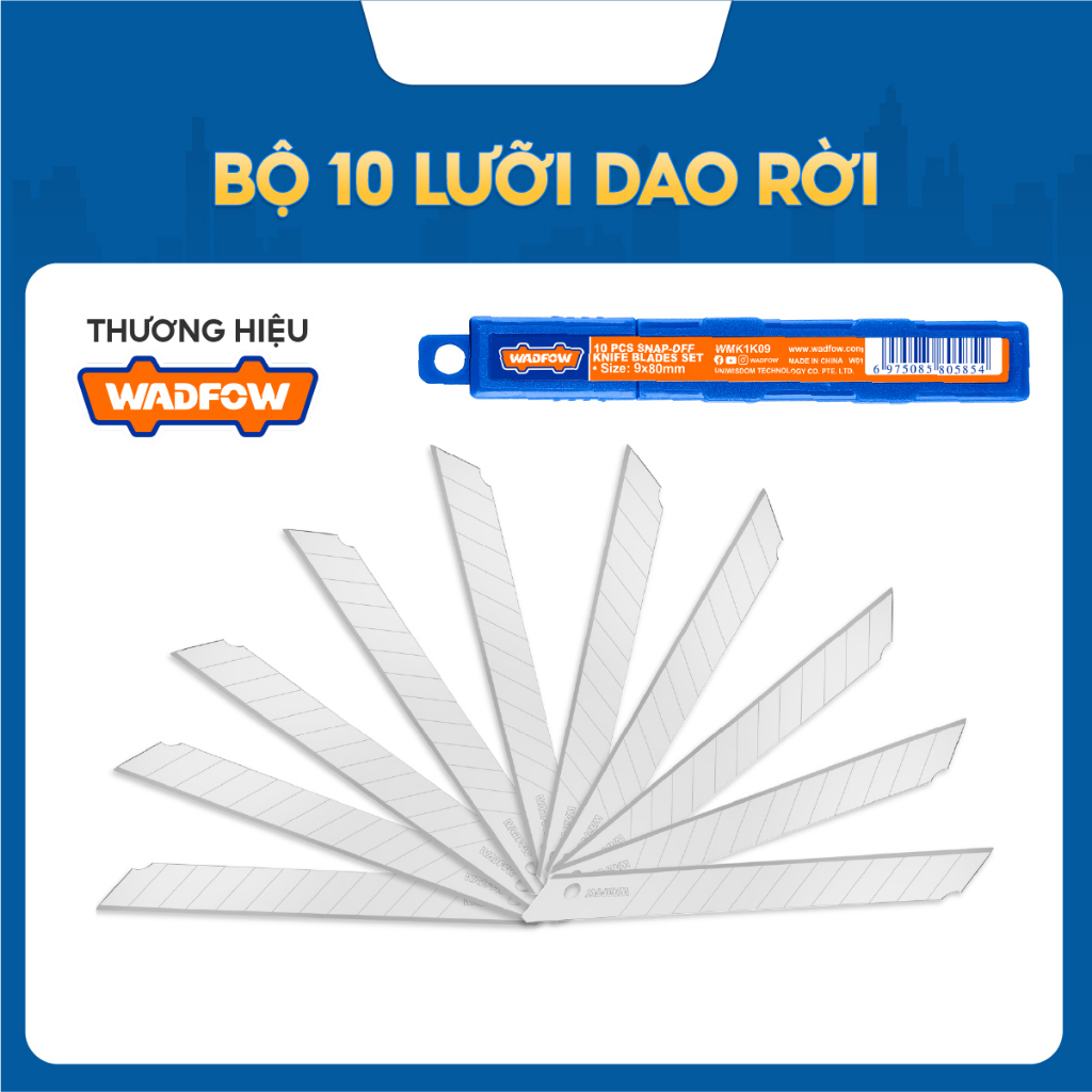 Hình ảnh 3 của mặt hàng Bộ 10 lưỡi dao rời 9x80mm wadfow WMK1K09