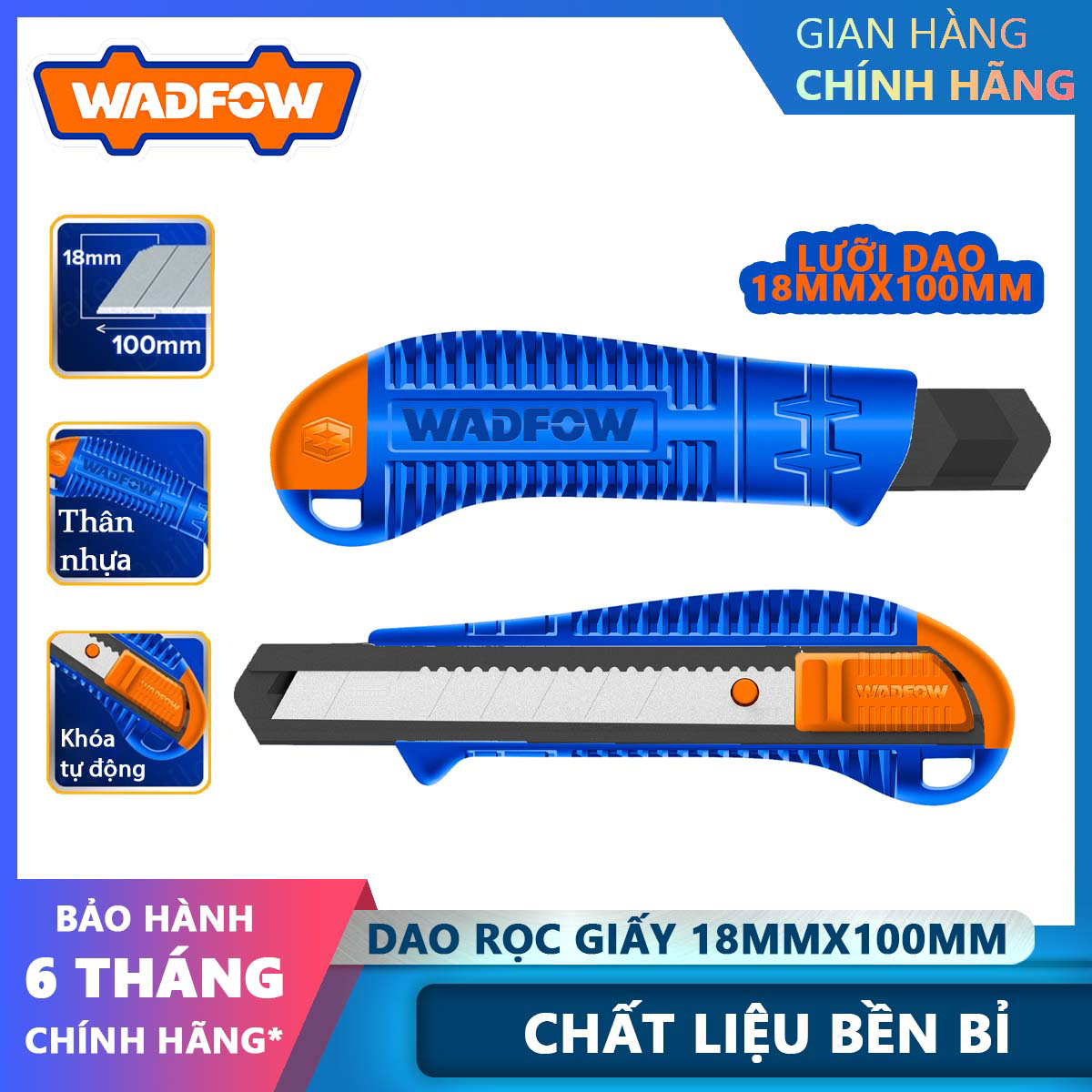 Hình ảnh 2 của mặt hàng Dao rọc giấy 18x100x150mm wadfow WSK2918