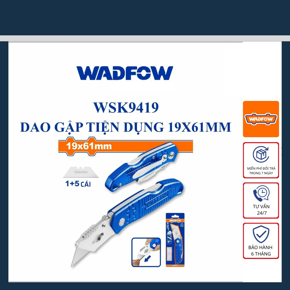 Hình ảnh 2 của mặt hàng Dao gập tiện dụng 19x61mm wadfow WSK9419