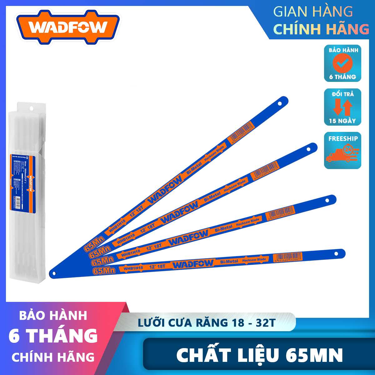 Hình ảnh 4 của mặt hàng Lưỡi cưa khung cưa sắt 300mm 18T wadfow WHB1H18