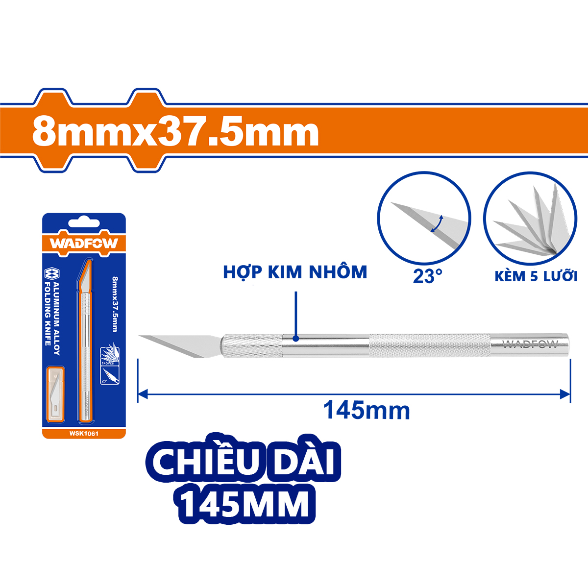 Hình ảnh 1 của mặt hàng Dao cắt thủ công 8x37.5mm wadfow WSK1061