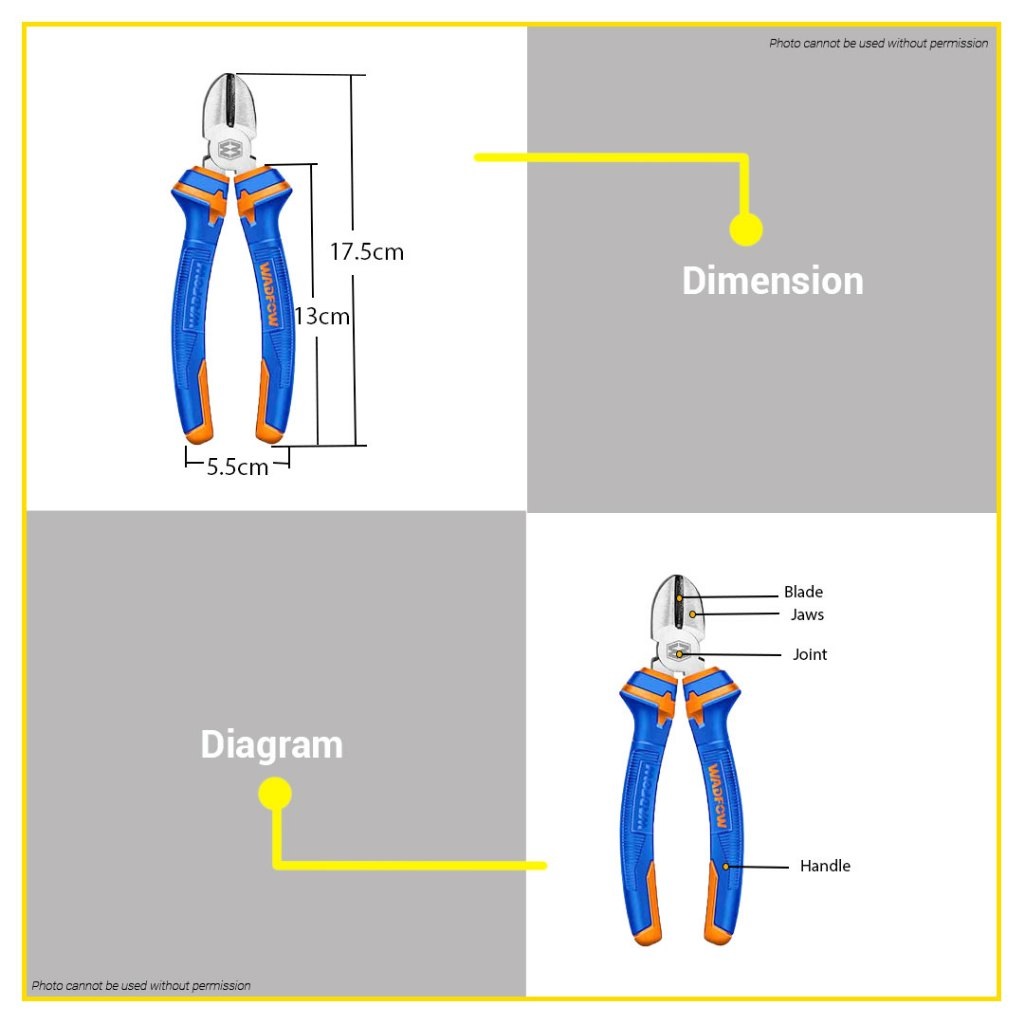 Hình ảnh 2 của mặt hàng Kềm cắt đầu ngắn 7"/180mm Wadfow WPL3C07