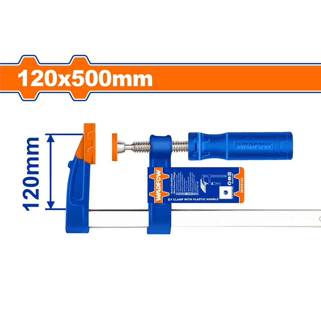 Hình ảnh 3 của mặt hàng Kẹp chữ F 120x500mm Wadfow WCP2123