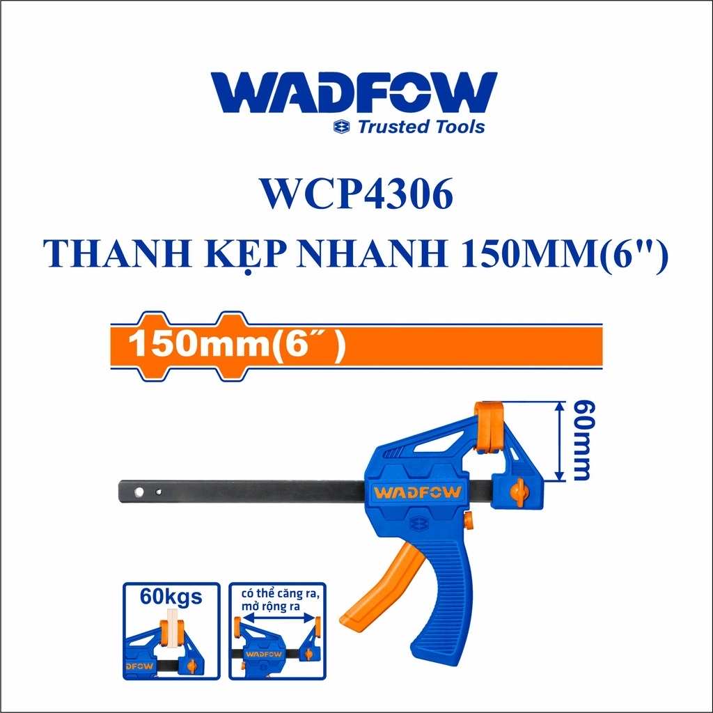 Hình ảnh 2 của mặt hàng Thanh kẹp nhanh 150mm (6") Wadfow WCP4306