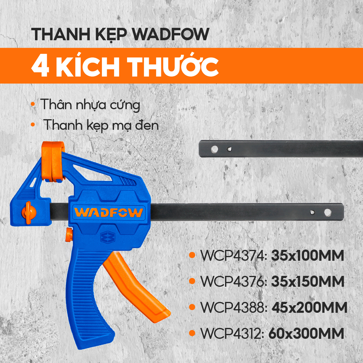 Hình ảnh 8 của mặt hàng Thanh kẹp nhanh 150mm (6") Wadfow WCP4376