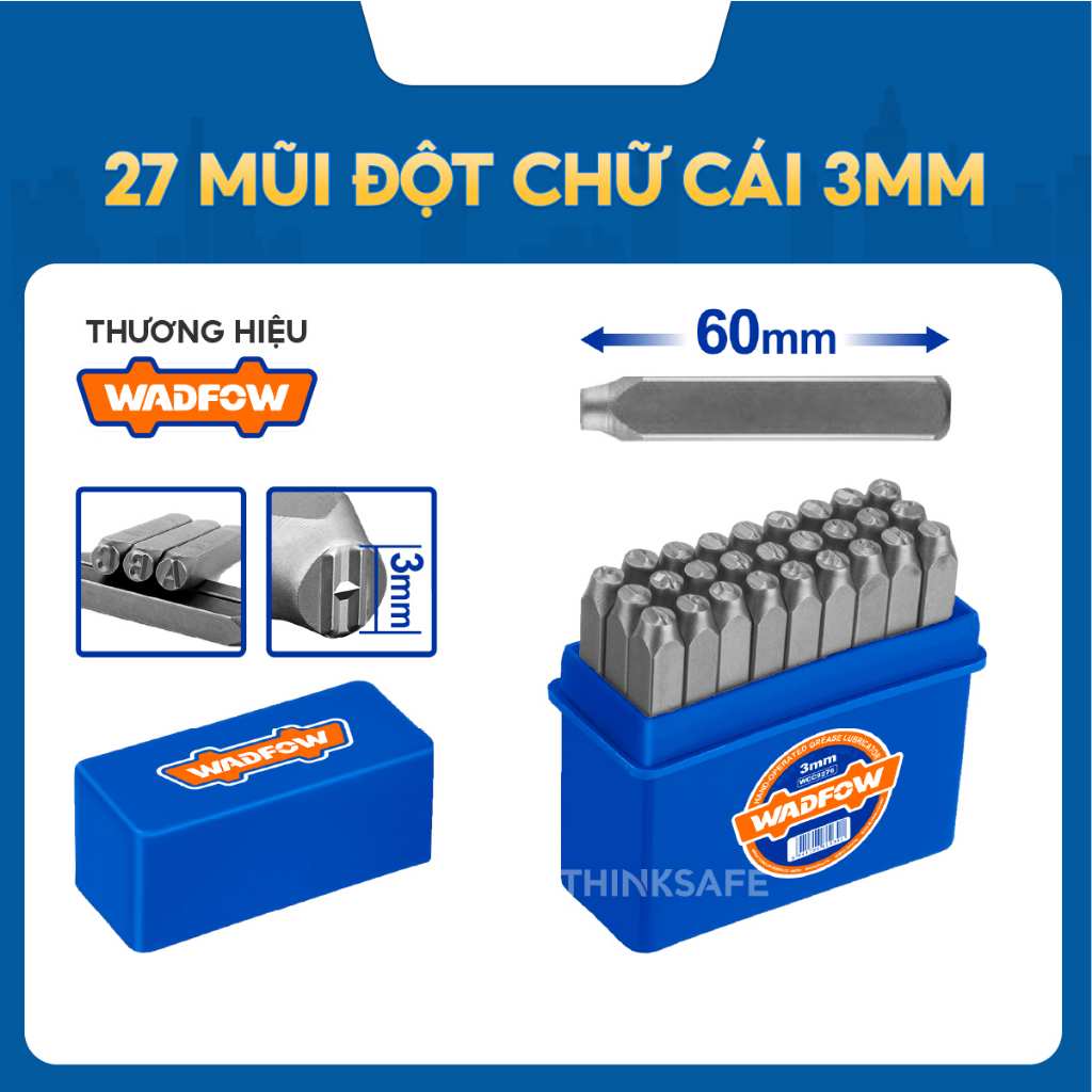 Hình ảnh 3 của mặt hàng Bộ 27 mũi đột chữ cái 3mm Wadfow WCC9273