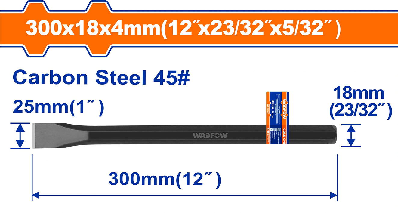 Hình ảnh 2 của mặt hàng Mũi đục dẹp nguội 25x18x300mm Wadfow WCC0301