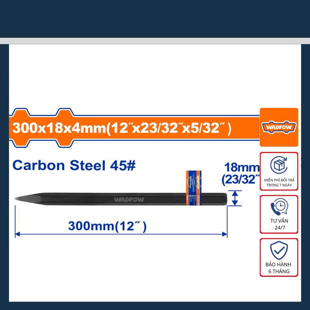 Hình ảnh 3 của mặt hàng Mũi đục nhọn nguội 4x18x300mm Wadfow WCC0302