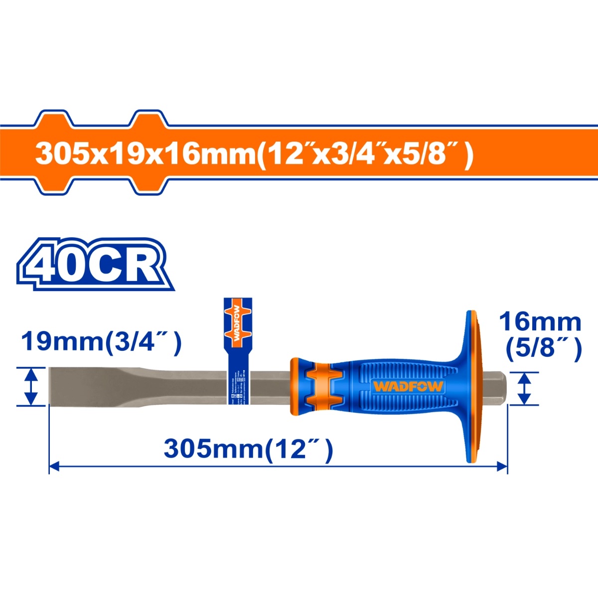 Hình ảnh 3 của mặt hàng Mũi đục dẹp nguội 19x16x305mm Wadfow WCC2311