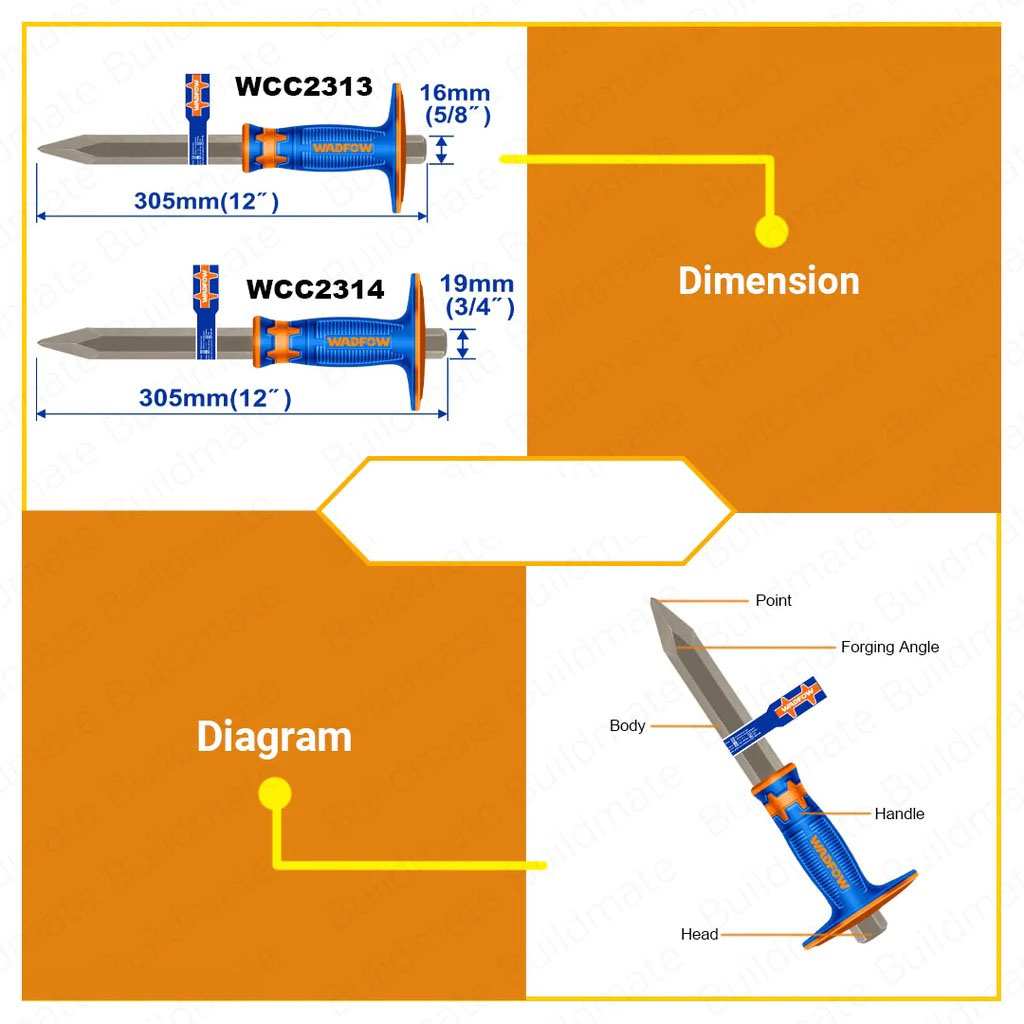 Hình ảnh 5 của mặt hàng Mũi đục nhọn bê tông 4x16x305mm Wadfow WCC2313