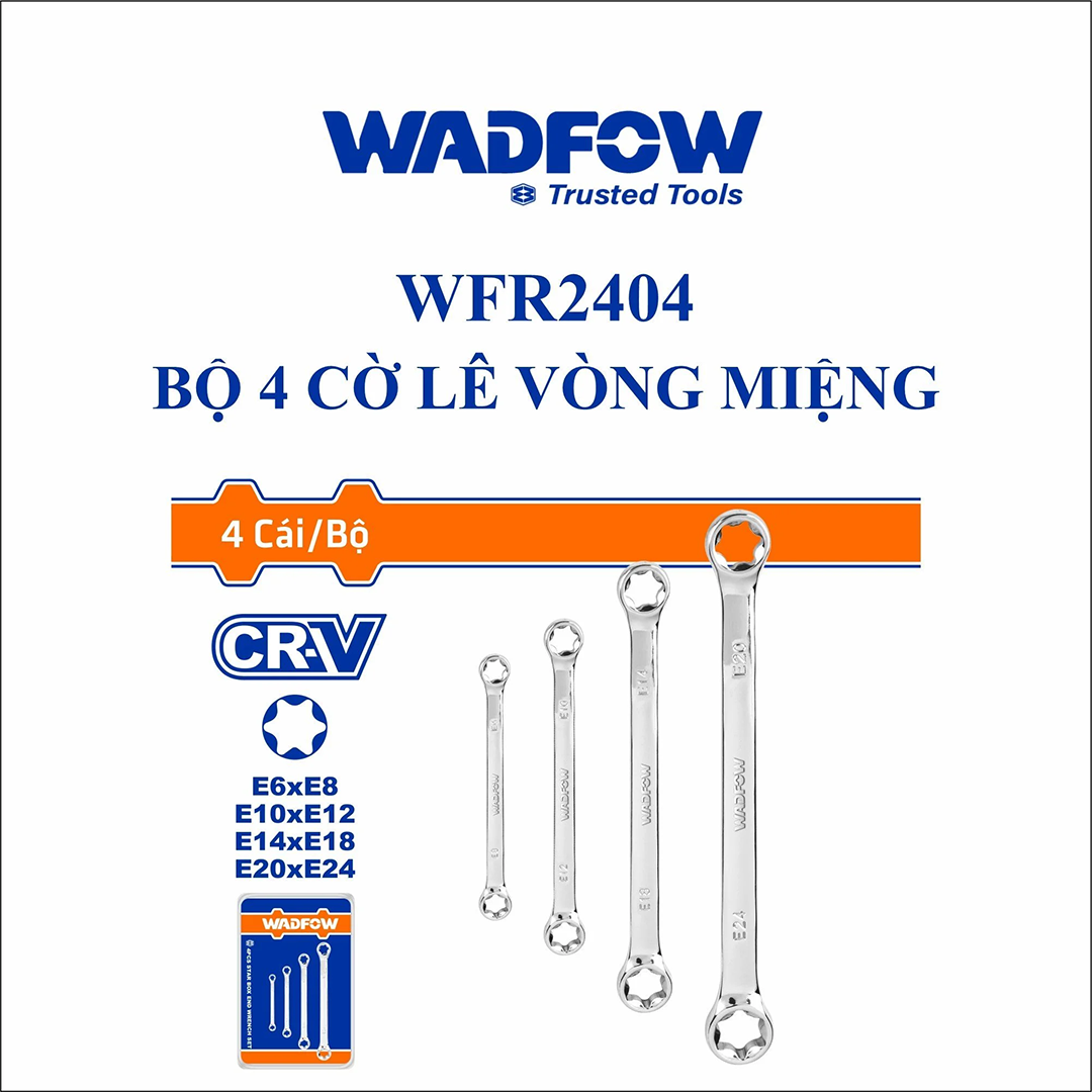 Hình ảnh 6 của mặt hàng Bộ 4 cờ lê 2 đầu vòng E6-E24 Wadfow WFR2404