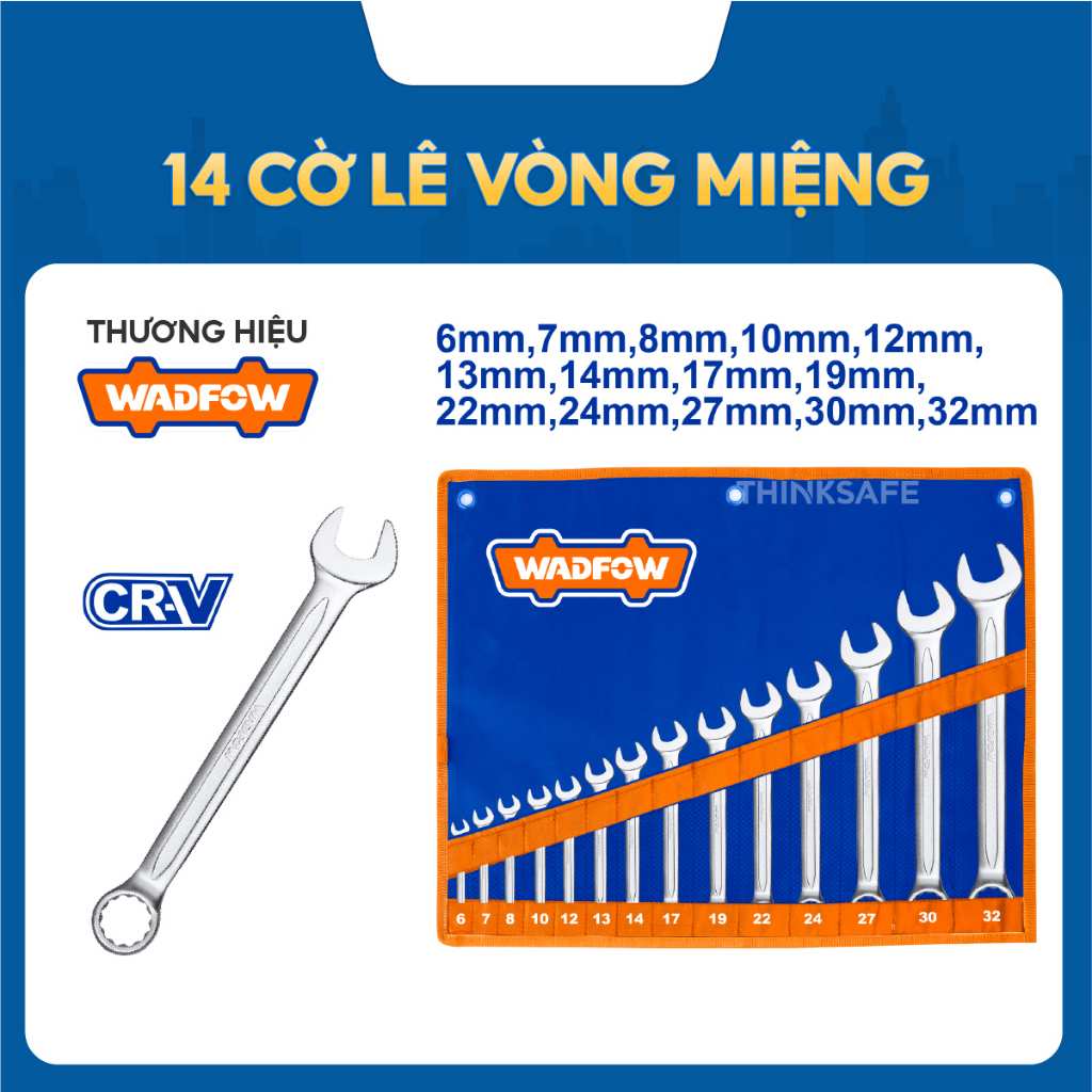 Hình ảnh 3 của mặt hàng Bộ 14 cờ lê vòng miệng Wadfow WSP1M14