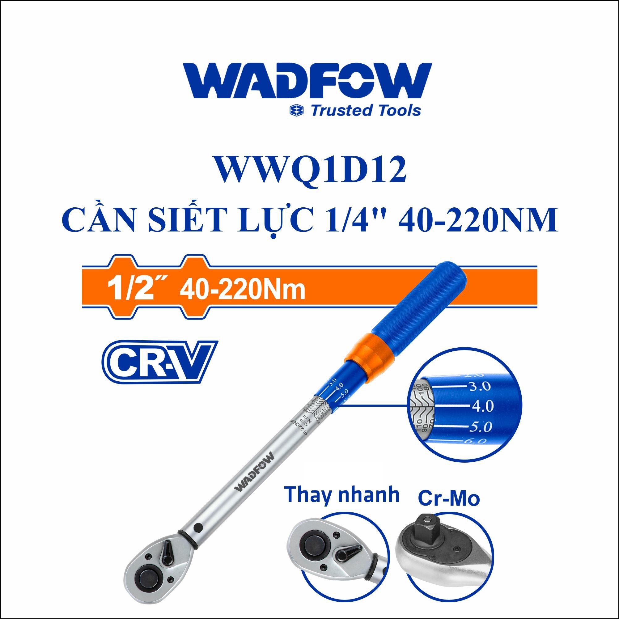 Hình ảnh 2 của mặt hàng Cần siết lực 1/4" 40- 220Nm Wadfow WWQ1D12