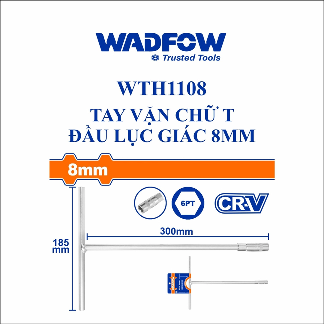 Hình ảnh 1 của mặt hàng Tay vặn chữ T đầu lục giác 8mm Wadfow WTH1108