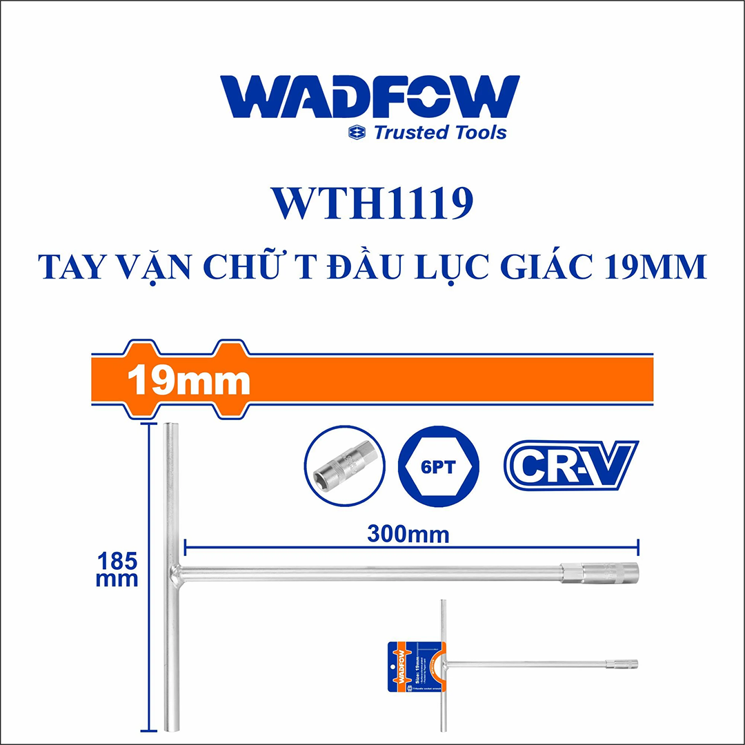 Hình ảnh 1 của mặt hàng Tay vặn chữ T đầu lục giác 19mm Wadfow WTH1119