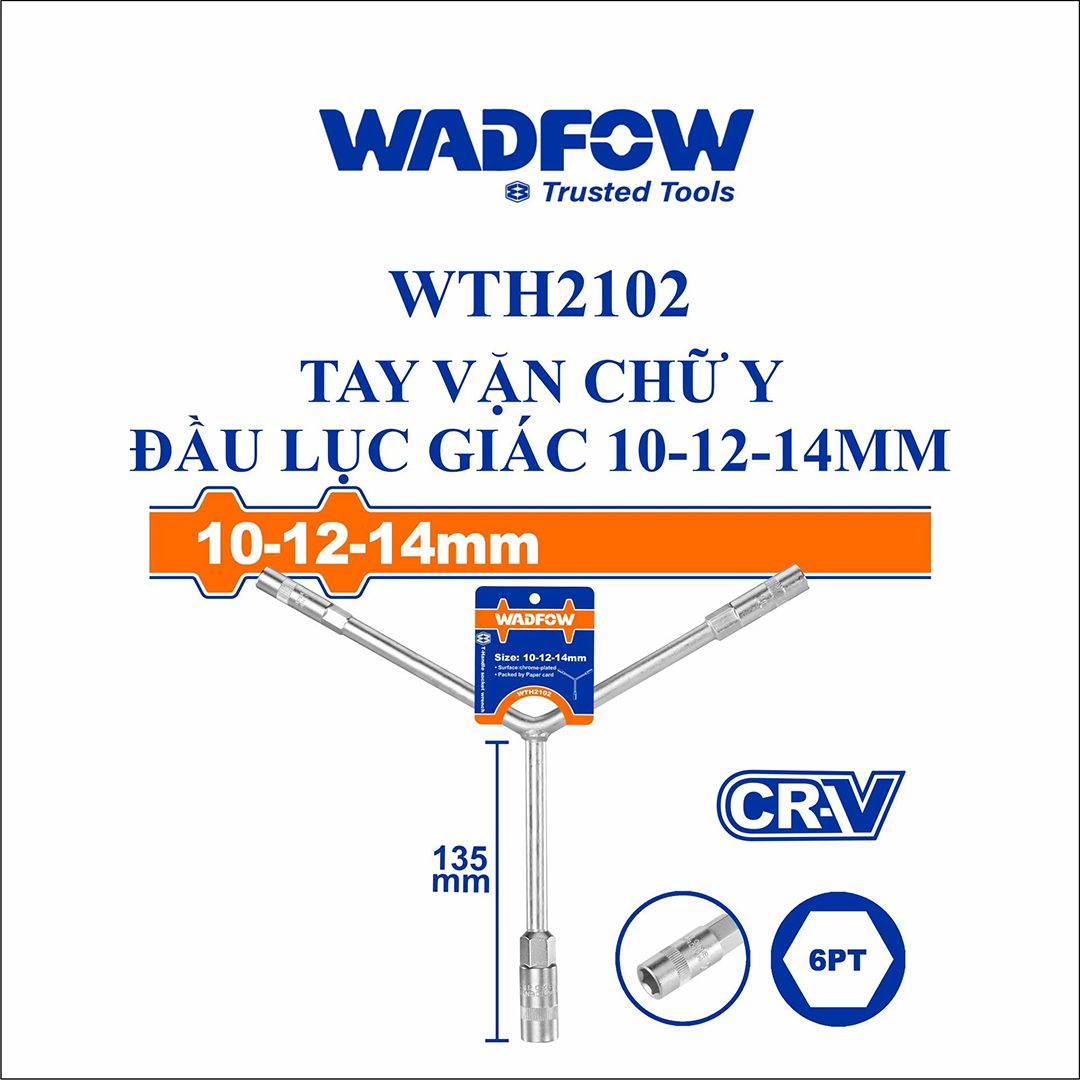 Hình ảnh 3 của mặt hàng Tay vặn chữ Y đầu lục giác 10-12-14mm Wadfow WTH2102