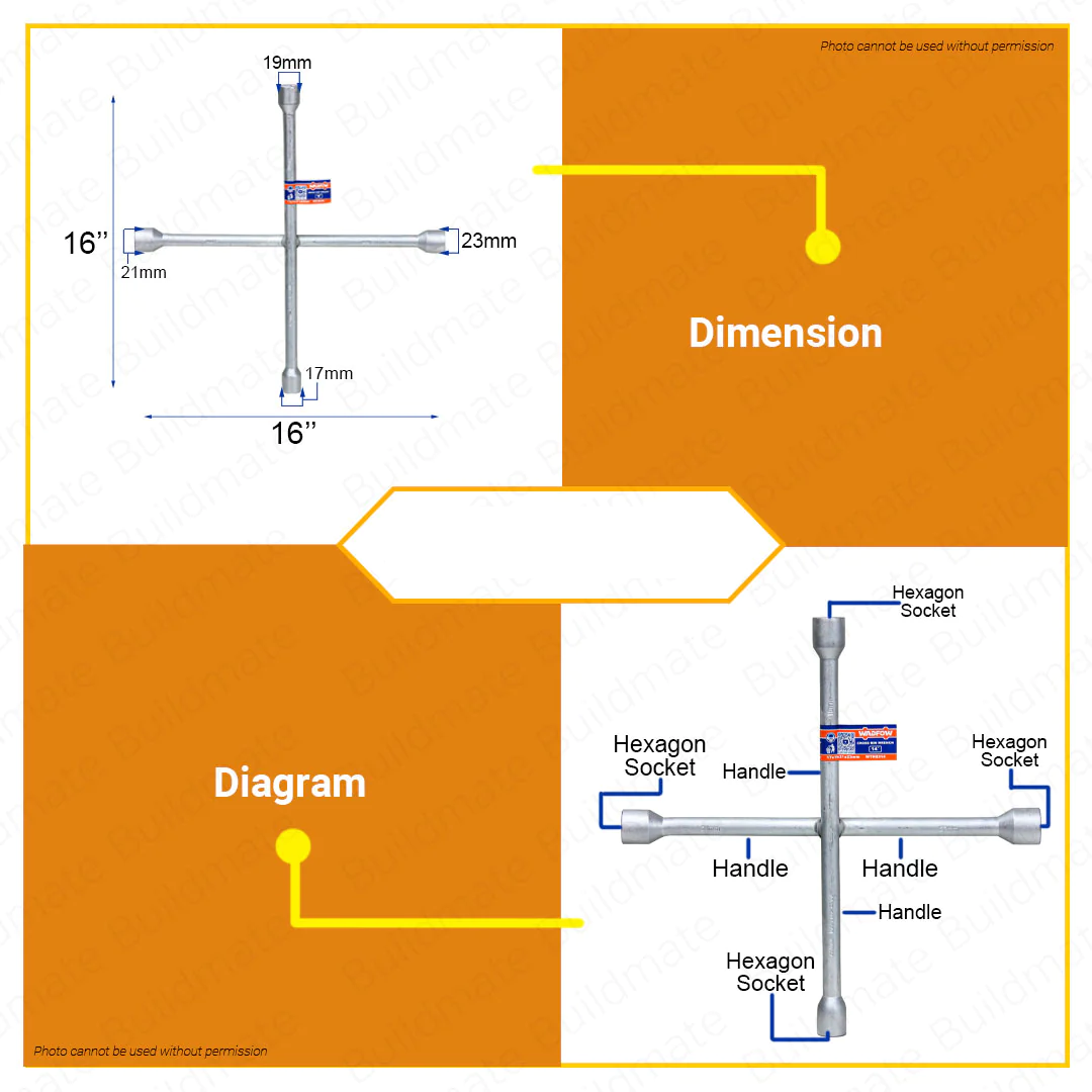 Hình ảnh 7 của mặt hàng Tay vặn chữ thập đầu lục giác 16" Wadfow WTH8316