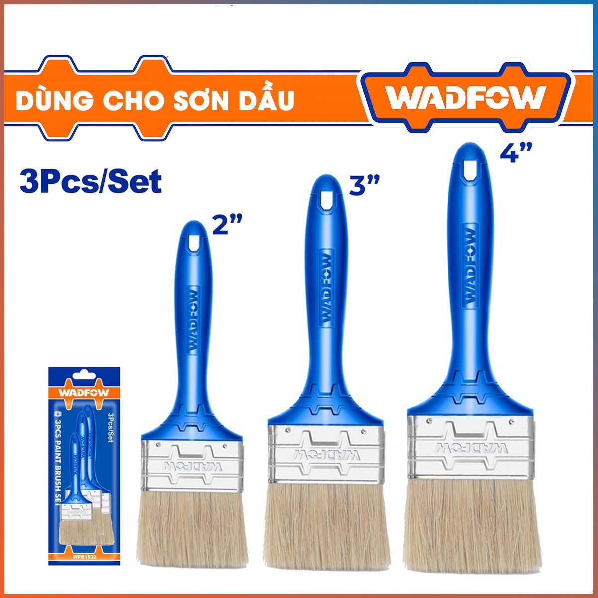 Hình ảnh 5 của mặt hàng Bộ 3 cọ sơn dầu 2", 3", 4" Wadfow WPB1932