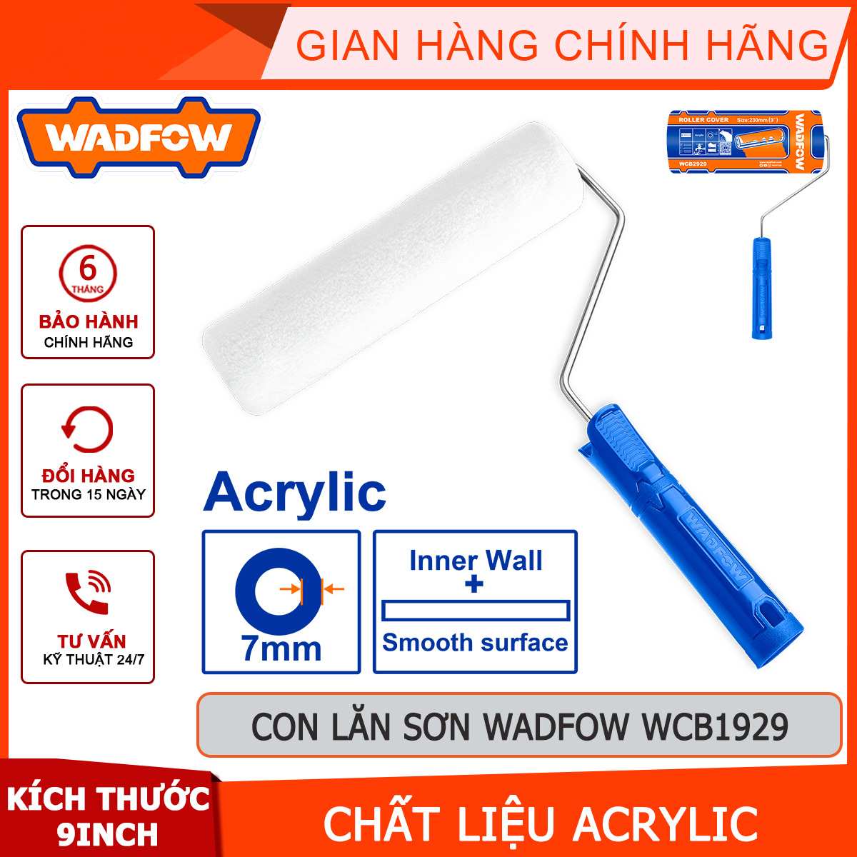 Hình ảnh 8 của mặt hàng Con lăn sơn 9" Wadfow WCB1929