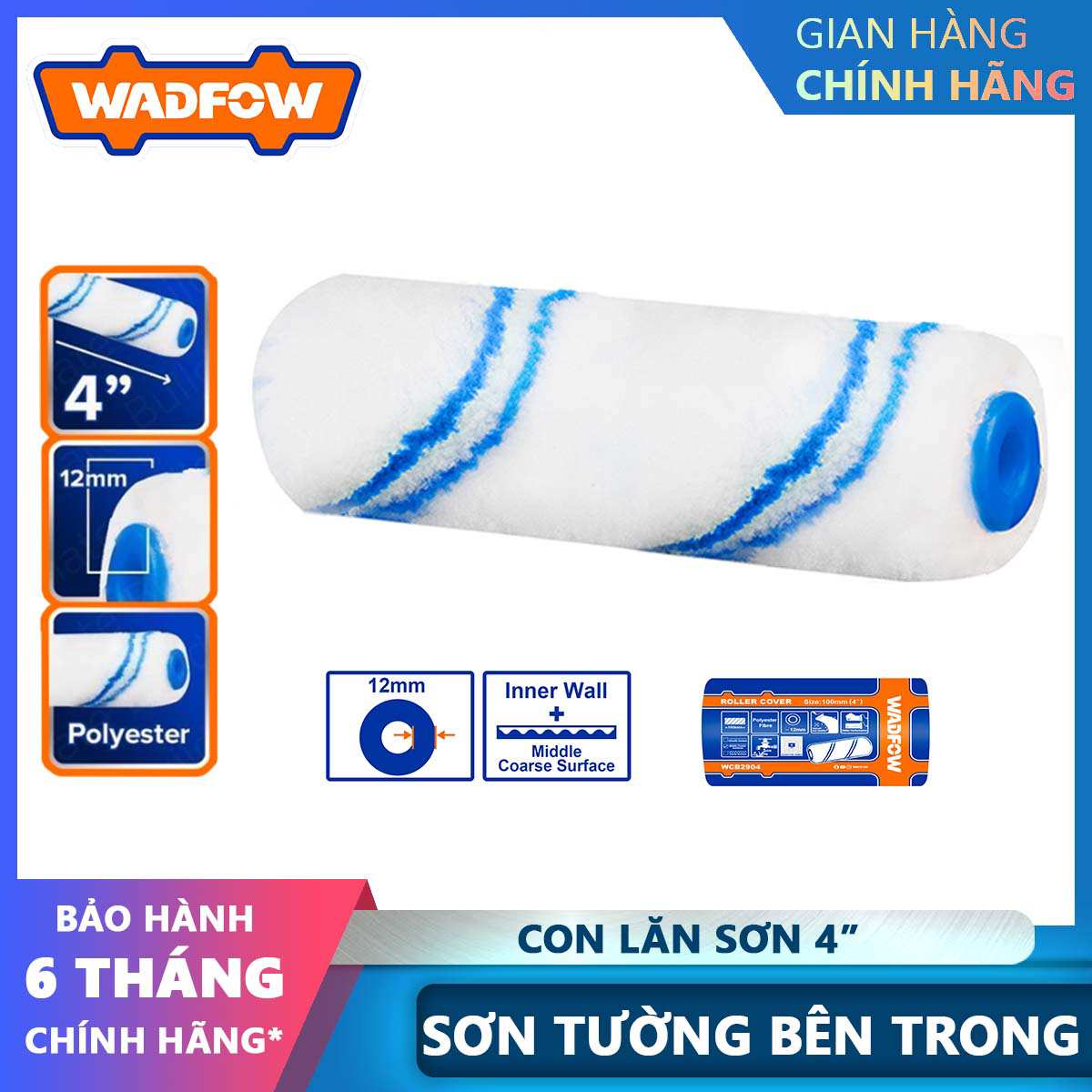 Hình ảnh 4 của mặt hàng Con lăn sơn 100mm (4") Wadfow WCB2904