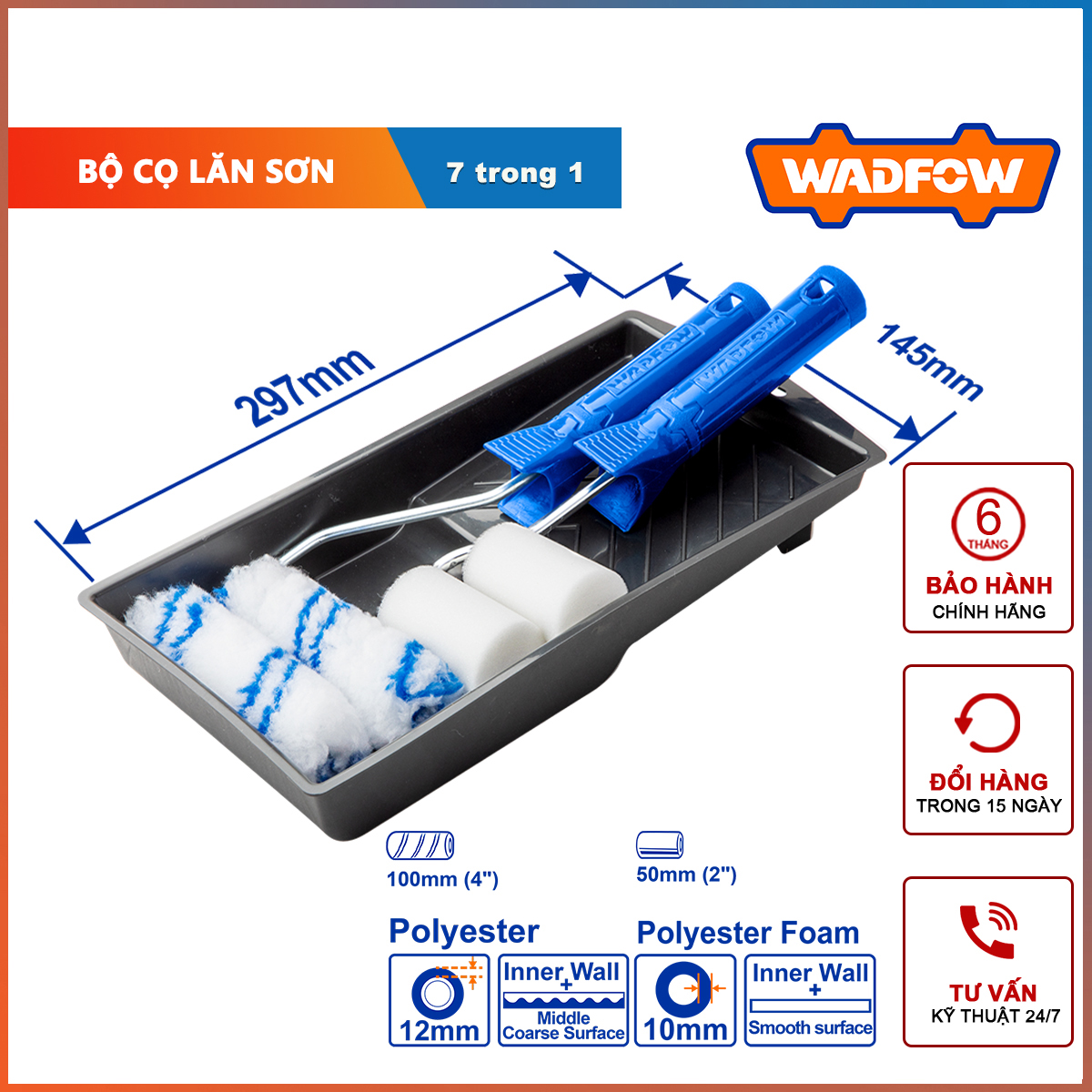 Hình ảnh 3 của mặt hàng Bộ khay và con lăn sơn 7 trong 1 Wadfow WCB3H71