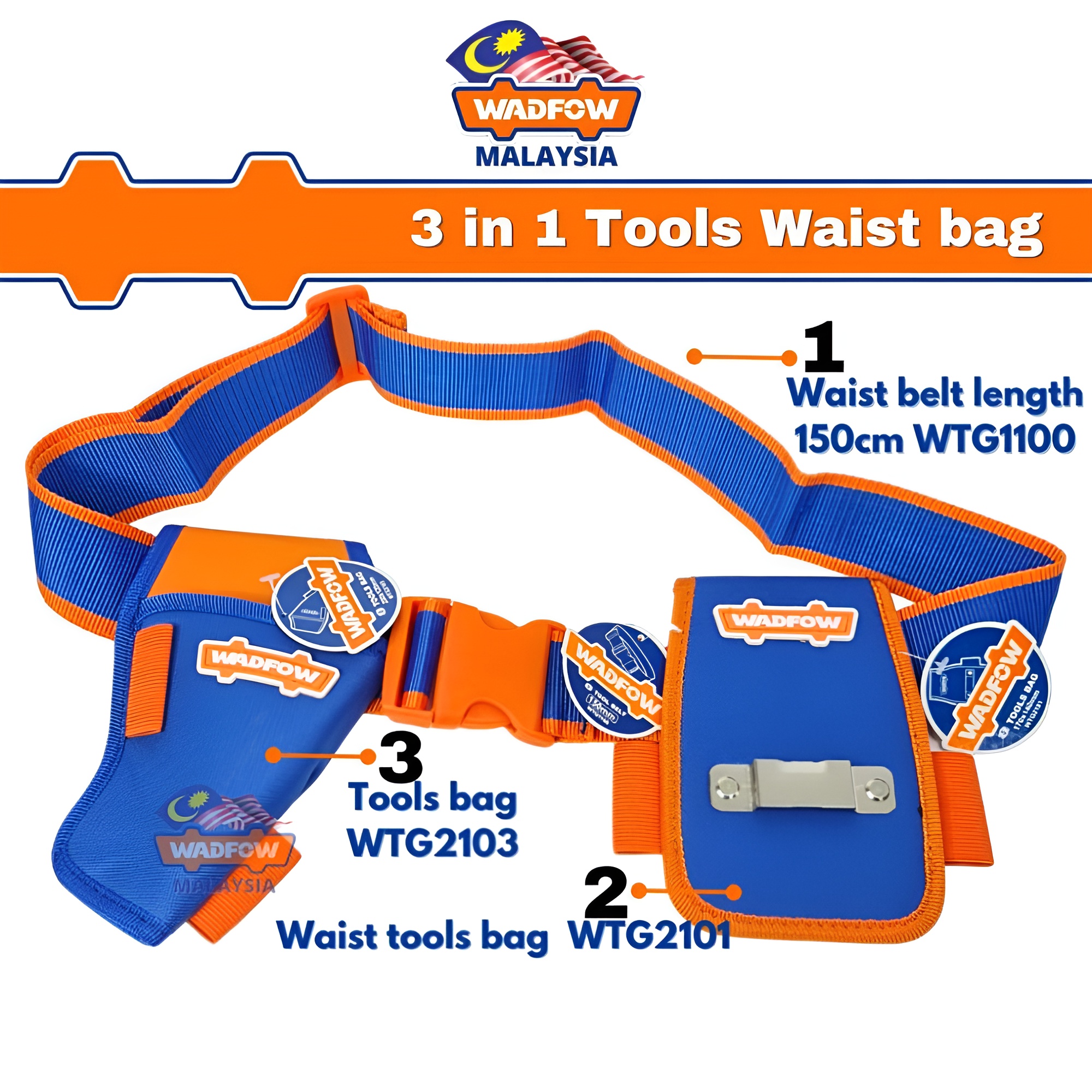 Hình ảnh 1 của mặt hàng Dây đeo lưng cho túi đựng dụng cụ 150cm Wadfow WTG1100
