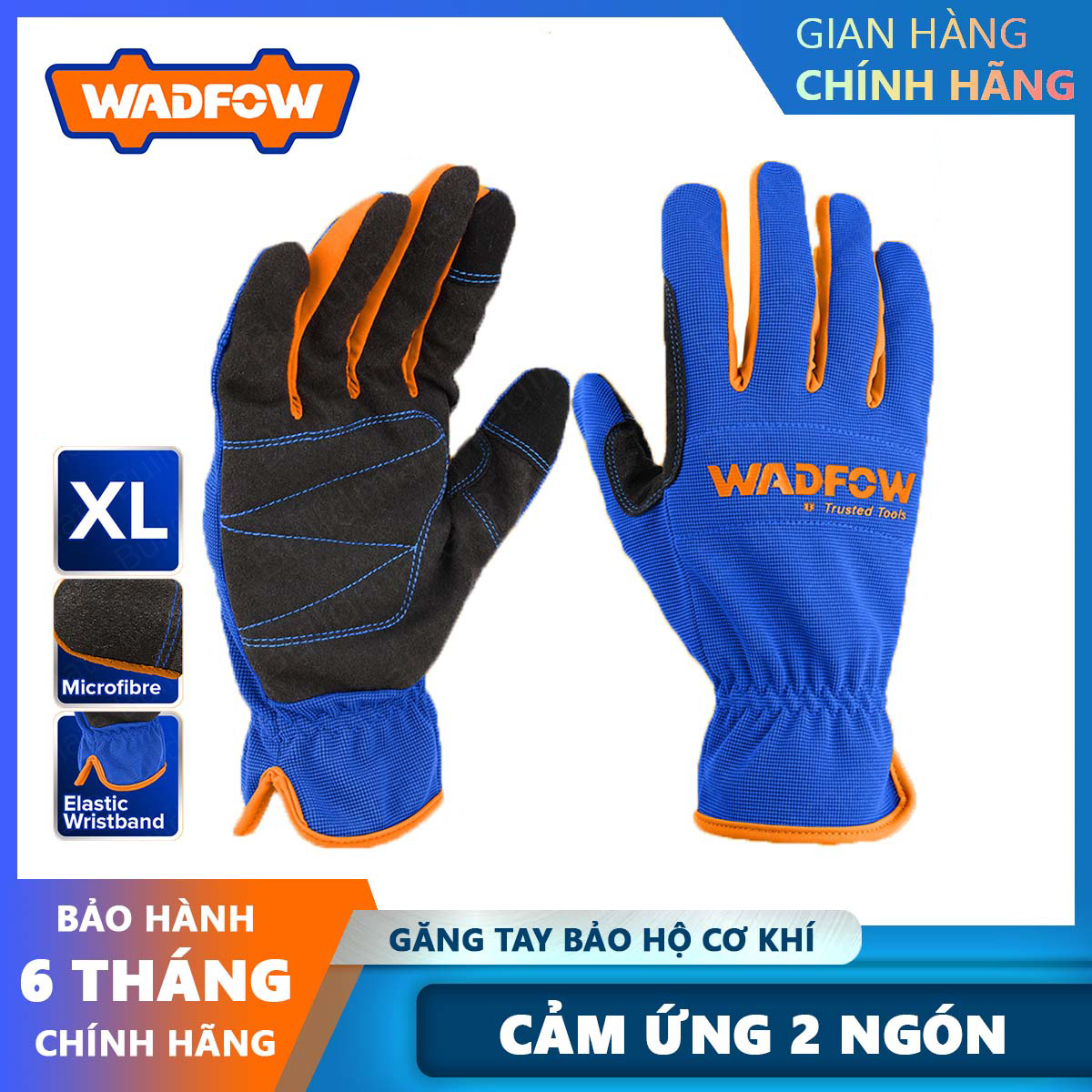 Hình ảnh 6 của mặt hàng Găng tay cơ khí XL (2 ngón tay chạm cảm ứng) Wadfow WMG1E02