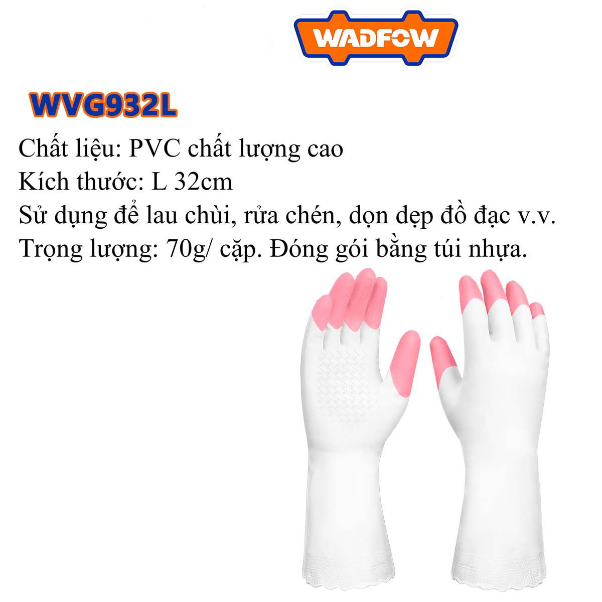 Hình ảnh 3 của mặt hàng Găng tay nhựa PVC L Wadfow WVG932L