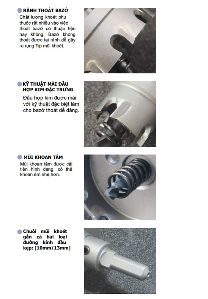 Hình ảnh 4 của mặt hàng Mũi khoét lỗ kim loại TCT Ø52mm chuôi tròn Unika