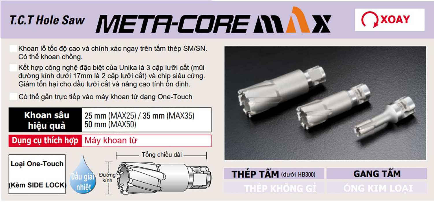 Hình ảnh 1 của mặt hàng Mũi khoét chuôi từ Ø22.0mm Unika Max-core 90mm