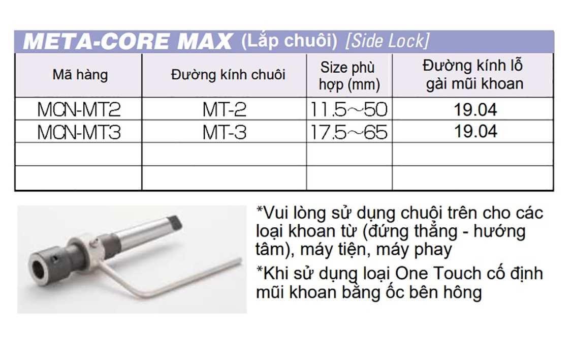 Hình ảnh 3 của mặt hàng Chuôi lắp mũi khoét MT-2 Unika