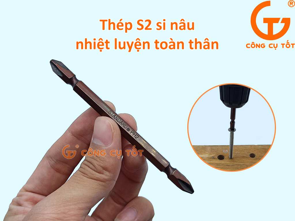 Hình ảnh 3 của mặt hàng Mũi bắn vít nâu dài PH2 100mm Sensh