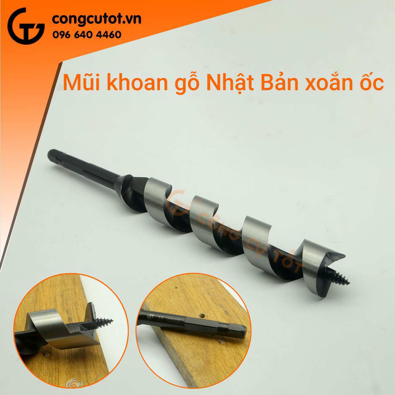 Hình ảnh 5 của mặt hàng Mũi khoan gỗ xoắn ốc Ø21x120mm 3 cạnh ngắn chuôi lục Onishi