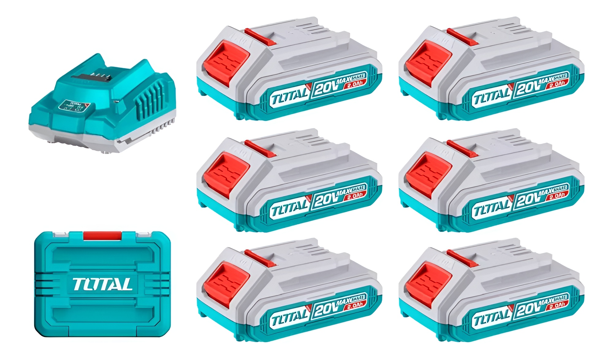 Hình ảnh 1 của mặt hàng Bộ 6 pin TFBLI20011 và 1 sạc TFCLI2001 dùng pin Lithium-Ion 20V Total TFBCLI20611