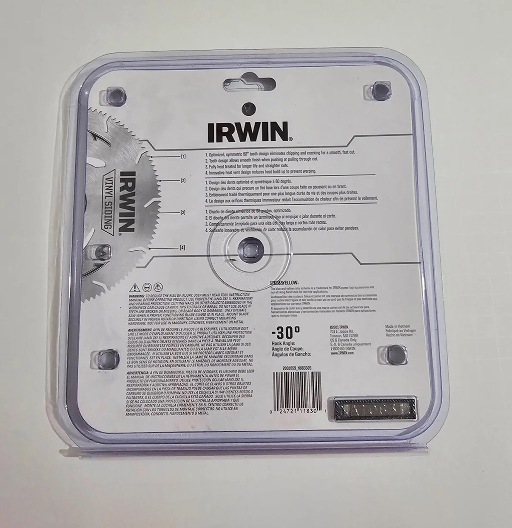 Hình ảnh 3 của mặt hàng Lưỡi cắt chuyên dụng 184mm 120T Irwin