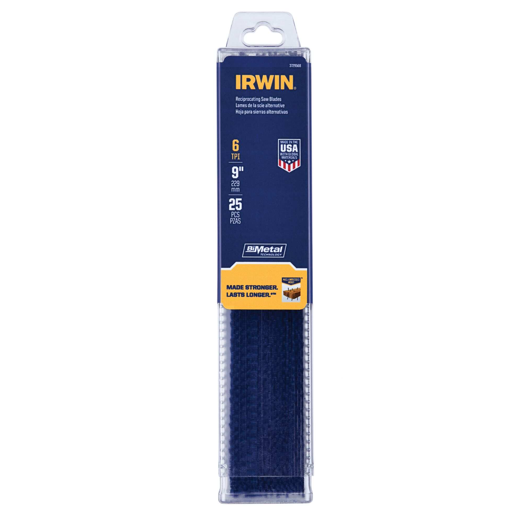 Hình ảnh 1 của mặt hàng Bộ 25 lưỡi cưa kiếm 6TPI 9" cắt gỗ có đinh Irwin