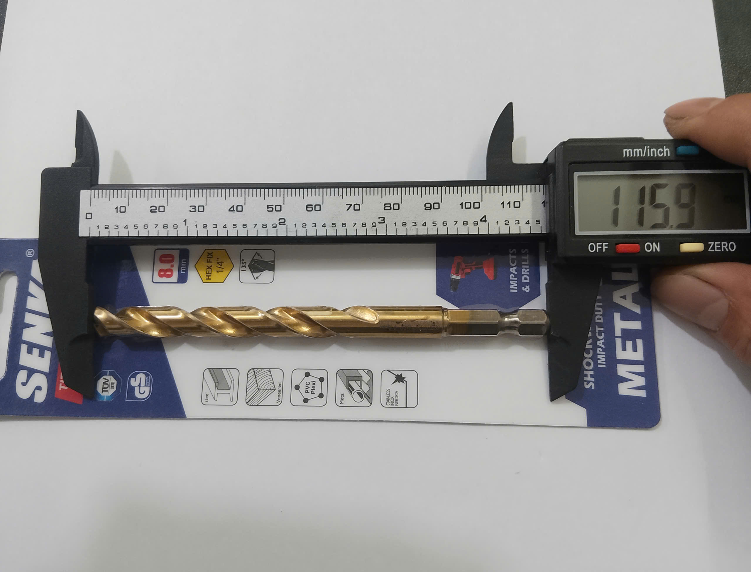 Hình ảnh 15 của mặt hàng Mũi khoan inox Ø8.0mm chuôi lục giác phủ titan vàng Senka