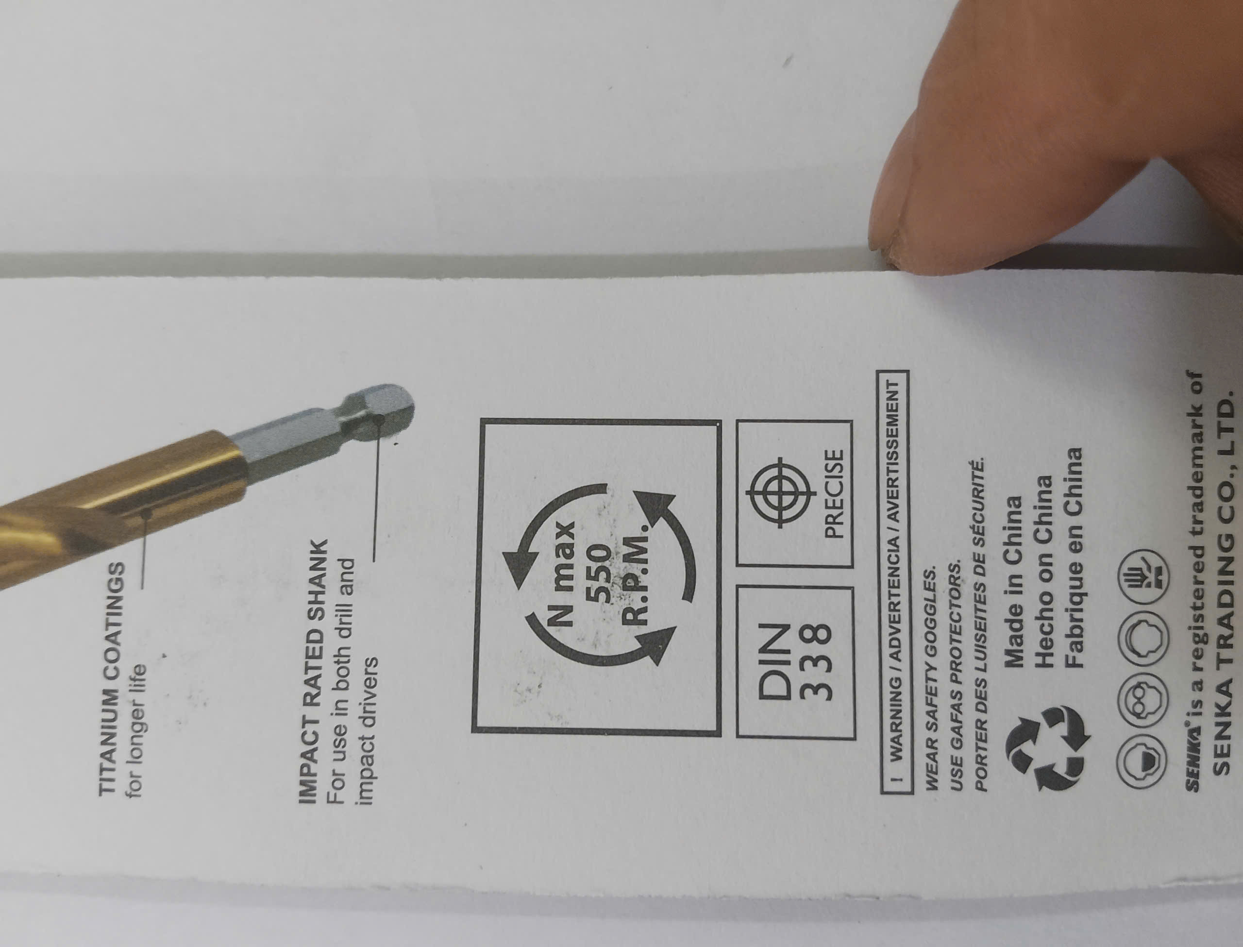 Hình ảnh 16 của mặt hàng Mũi khoan inox Ø8.0mm chuôi lục giác phủ titan vàng Senka