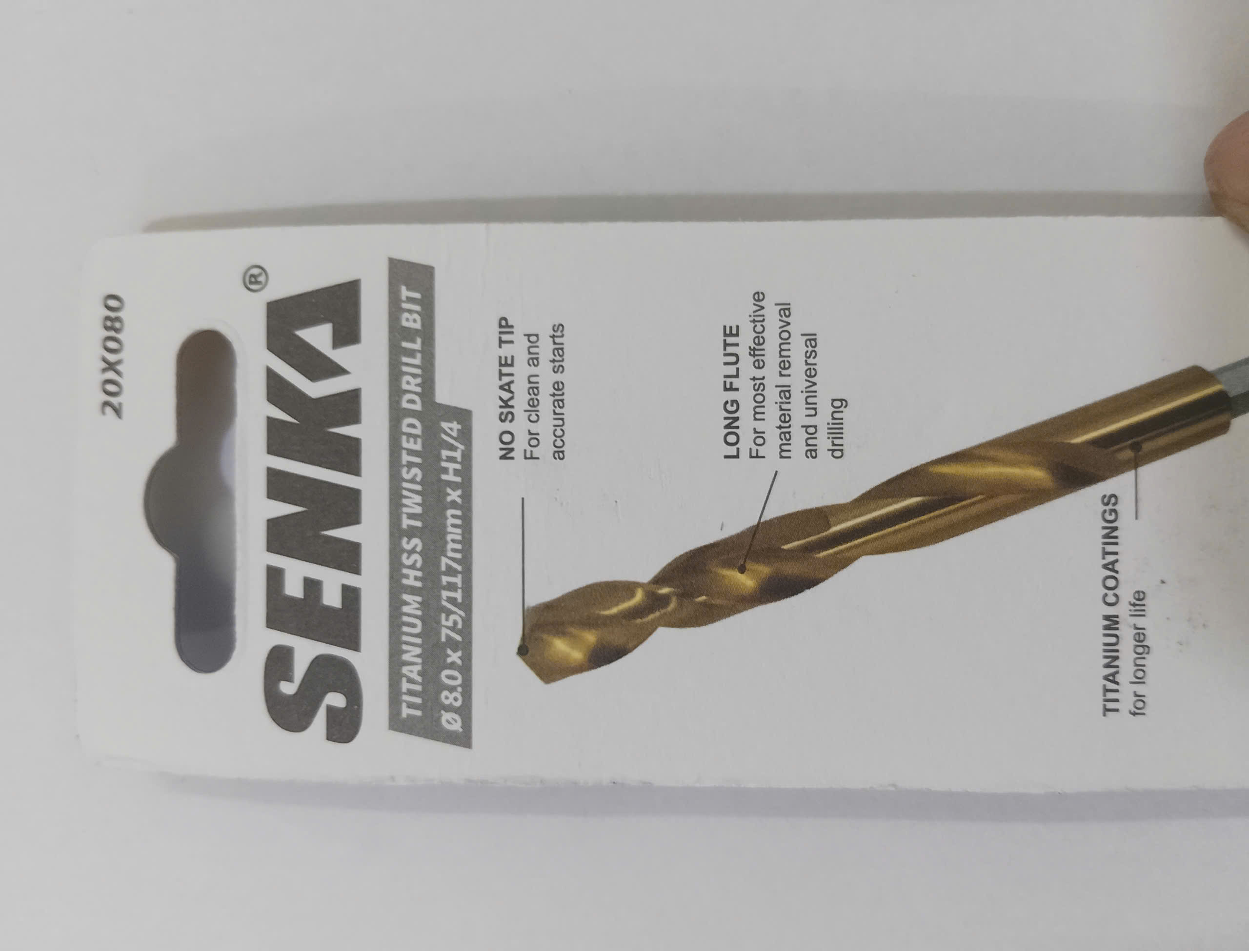 Hình ảnh 17 của mặt hàng Mũi khoan inox Ø8.0mm chuôi lục giác phủ titan vàng Senka