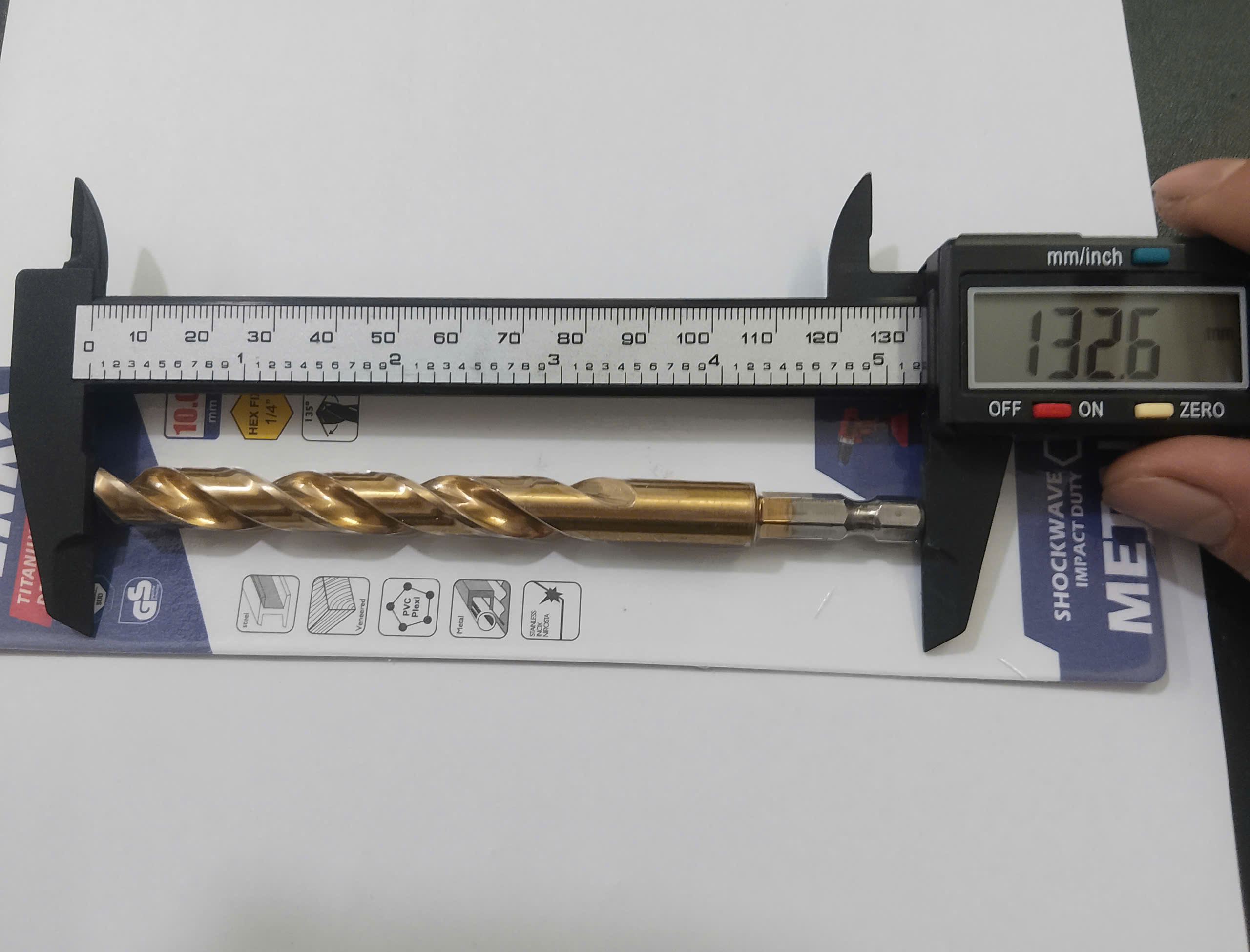 Hình ảnh 12 của mặt hàng Mũi khoan inox Ø10.0mm chuôi lục giác phủ titan vàng Senka