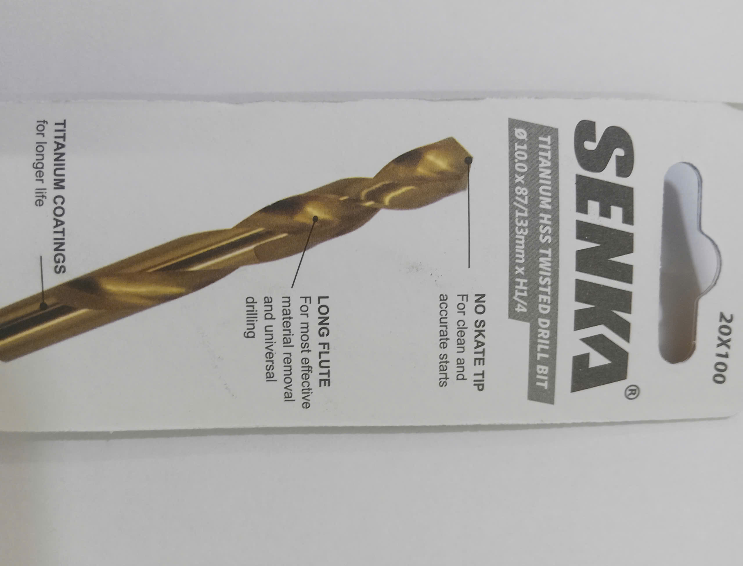 Hình ảnh 13 của mặt hàng Mũi khoan inox Ø10.0mm chuôi lục giác phủ titan vàng Senka