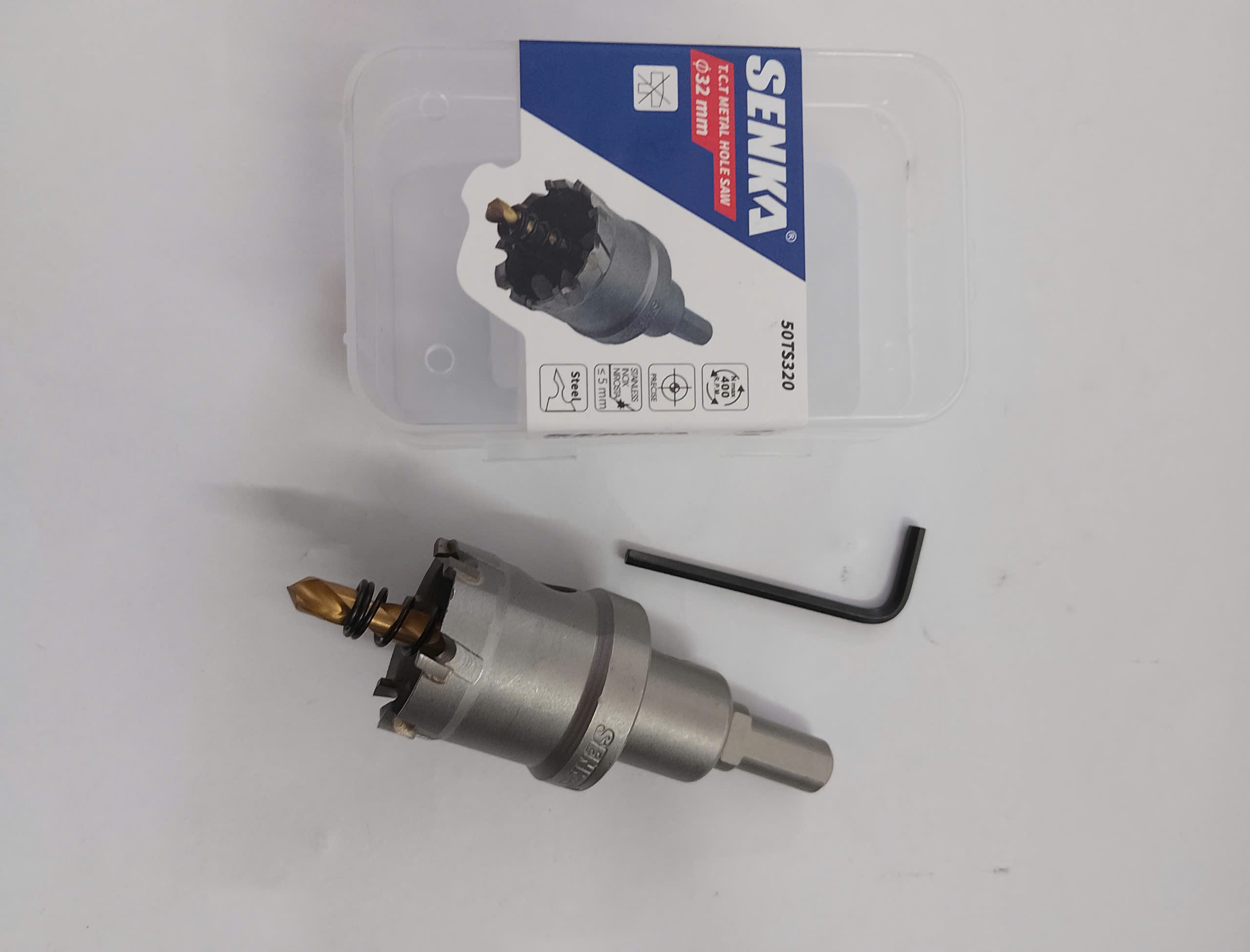 Hình ảnh 12 của mặt hàng Mũi khoét thép inox Ø32mm chuôi tròn vát Senka