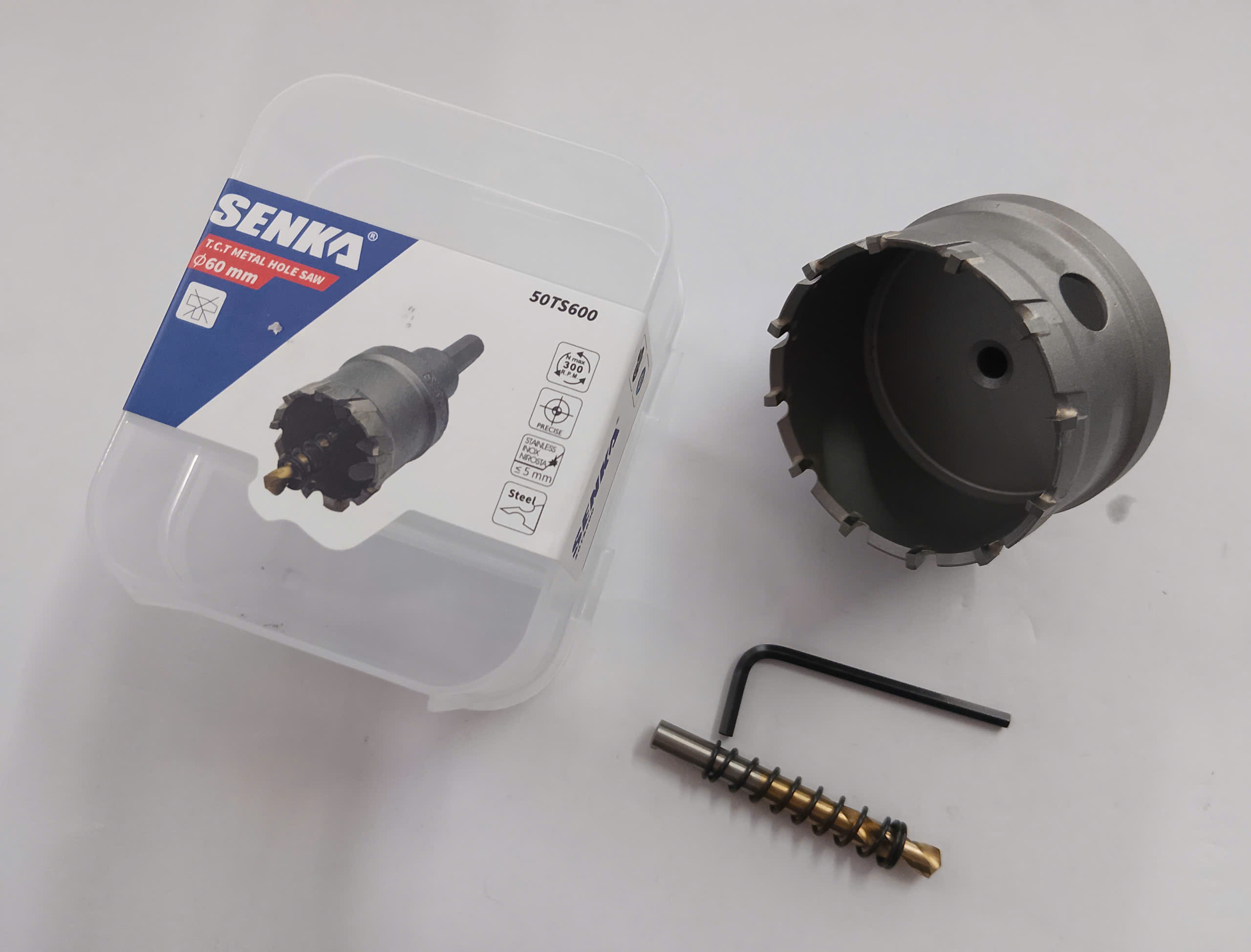 Hình ảnh 4 của mặt hàng Mũi khoét thép inox Ø60mm chuôi tròn vát Senka