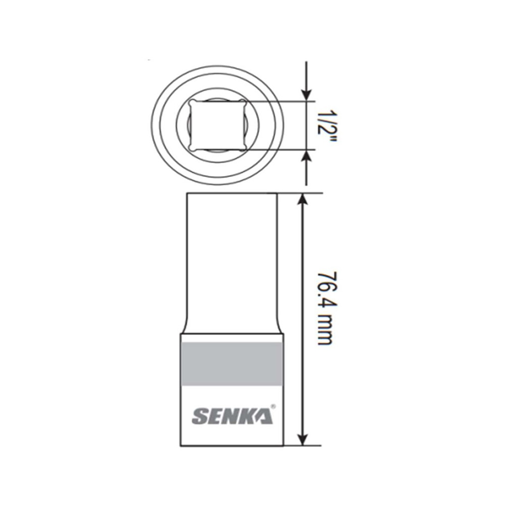 Hình ảnh 1 của mặt hàng Đầu tuýp lục giác dài 1/2" mạ Chrome 10mm Senka