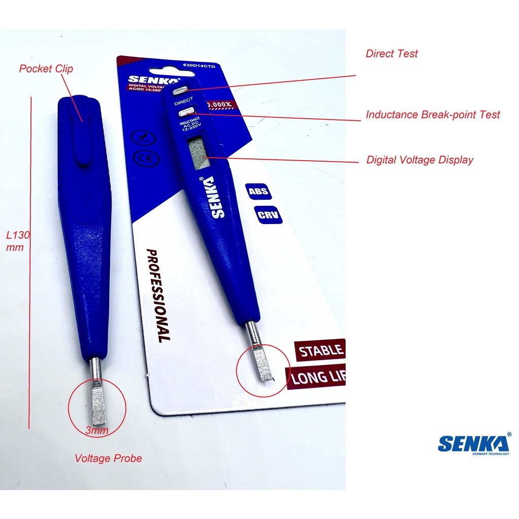 Hình ảnh 5 của mặt hàng Bút thử điện AC/DC 12-220V Senka