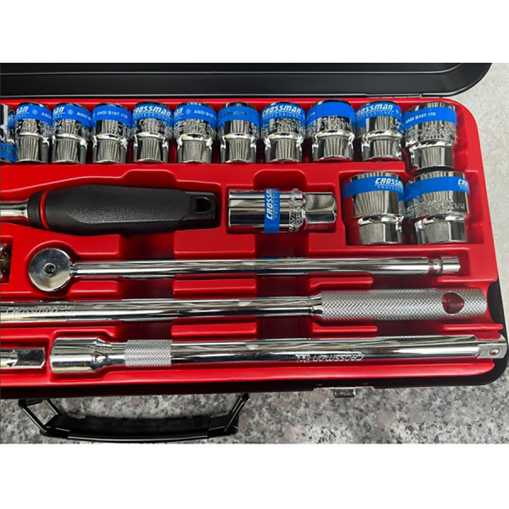 Hình ảnh 20 của mặt hàng Bộ tuýp lục giác 1/2" 25 món cao cấp viền xanh Crossman