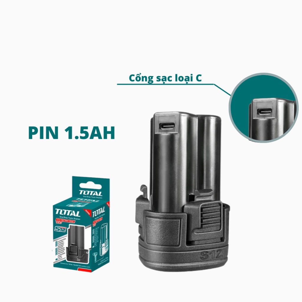 Hình ảnh 9 của mặt hàng Máy siết vít dùng pin 12V (không kèm dây & đầu sạc) Total