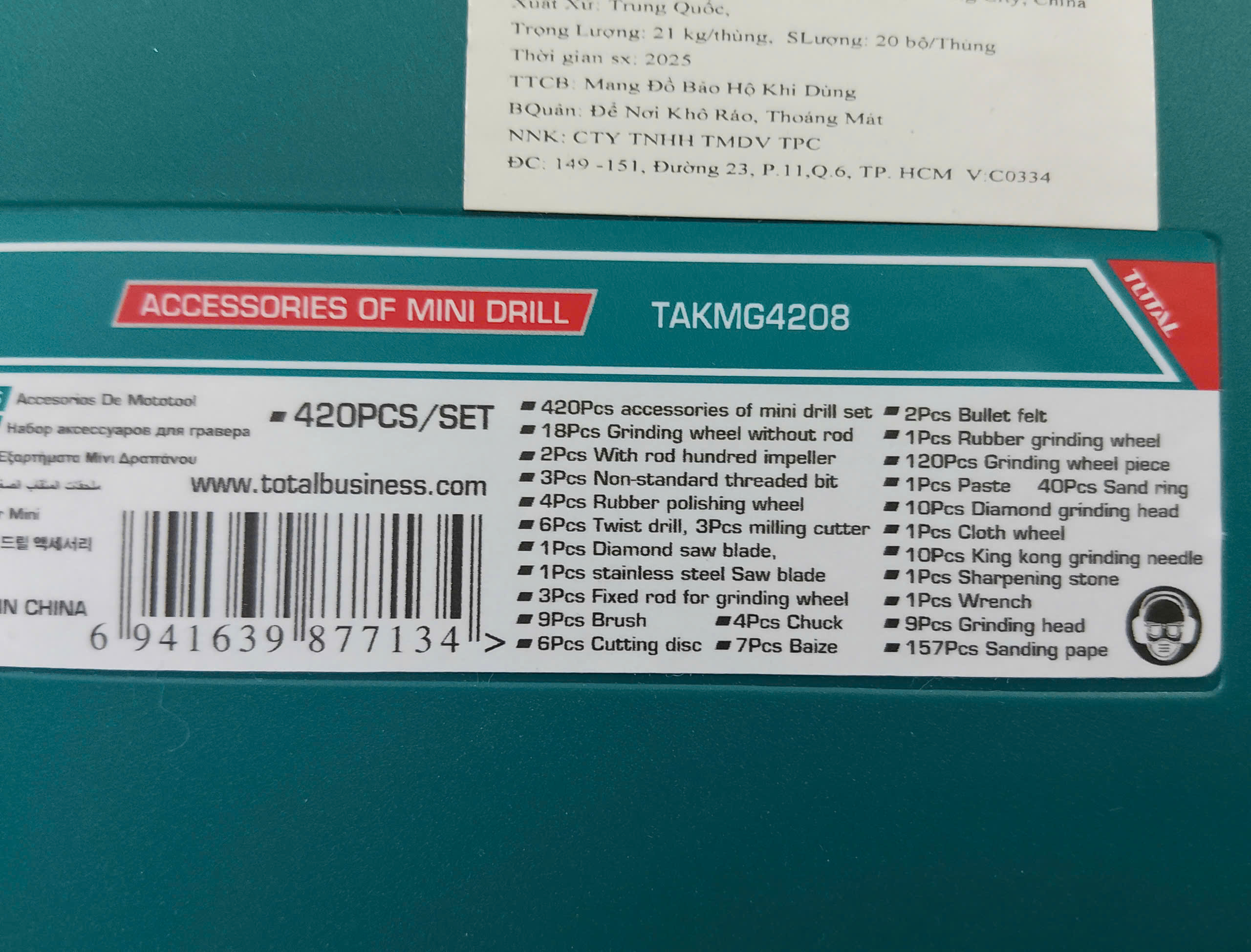 Hình ảnh 8 của mặt hàng Bộ 420 linh kiện máy mài khuôn Total